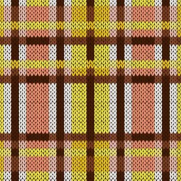 Seamless knitted pattern in brown, yellow and white Stock Illustration