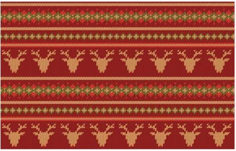 Seamless knitted pattern on burgundy background Stock Illustration