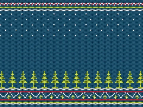 Seamless knitted pattern with Christmas trees and folk ornaments Stock Footage 81347514