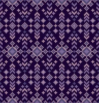 Seamless knitted pattern inspired by Fair Isle knitting in purple and pink Stock Illustration