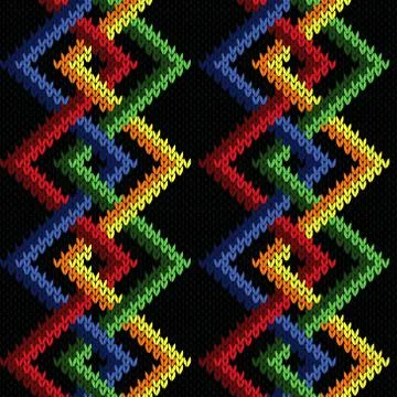 Seamless knitted pattern with intertwining lines Stock Illustration