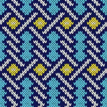 Seamless knitted pattern with intertwining lines Stock Illustration
