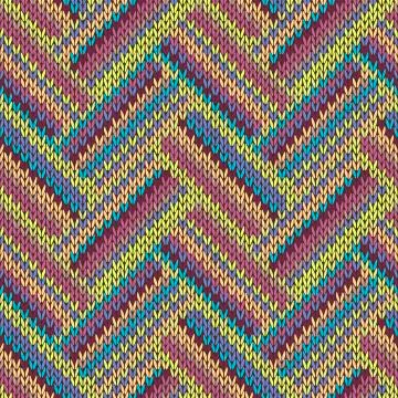 Seamless knitted pattern. Multicolored repeating tribal template. Stock Illustration