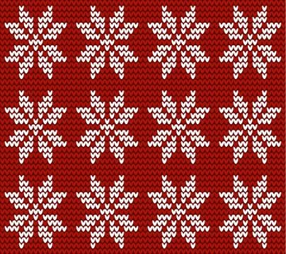 Seamless knitted pattern in nordic style with white application Stock Illustration