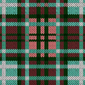 Seamless knitted pattern in red, green, turquoise and white Stockillustratie