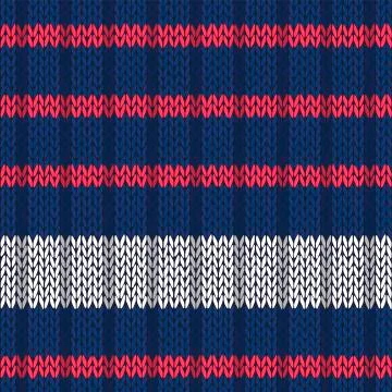 Seamless knitted pattern with red white stripes Stock Illustration