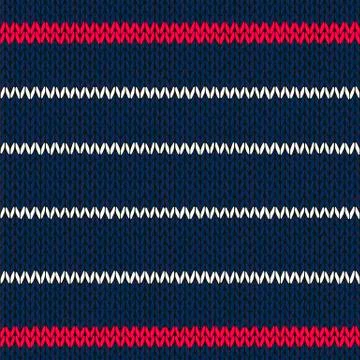 Seamless knitted pattern with red white stripes. Stock Illustration