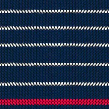 Seamless knitted pattern with red white stripes Stock Illustration