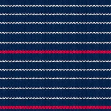 Seamless knitted pattern with red white stripes Stock Illustration