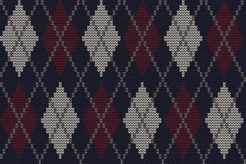Seamless knitted pattern with rhombuses. Argyle print Stock Illustration