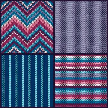 Seamless knitted pattern. Set of color backgrounds Illustrazione stock