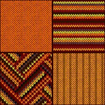 Seamless knitted pattern. set Stock Illustration