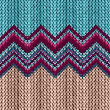 Seamless knitted pattern. Style blue red beige ethnic background Illustrazione stock