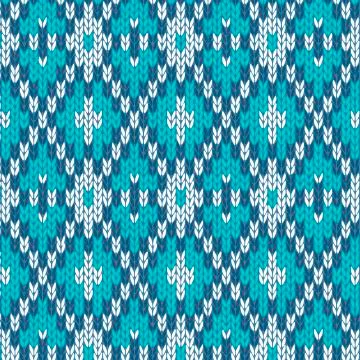 Seamless Knitted Pattern. Style Knit woolen jacquard ornament Stock Illustration