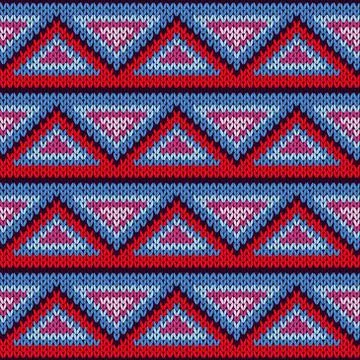 Seamless knitted pattern with triangle ornament Stock Illustration