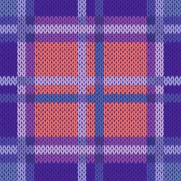Seamless knitted pattern in violet, blue and terracotta hues Illustrazione stock