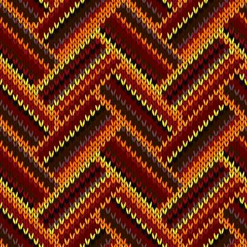 Seamless knitted pattern. yellow orange red brown color background Stock Illustration