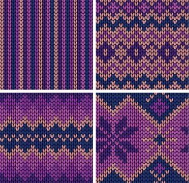 Seamless knitted patterns Ilustración de archivo