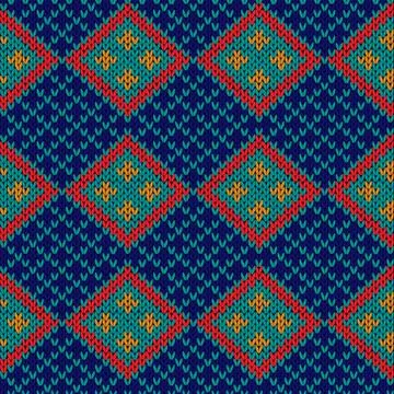 Seamless knitted rhombus pattern Stock Illustration