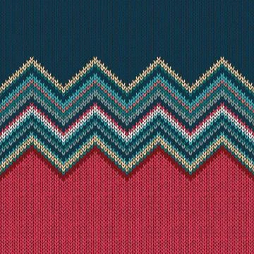 Seamless knitting Christmas pattern with wave ornament Stock Illustration