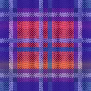 Seamless knitting color pattern in blue, violet and pink hues 스톡 일러스트