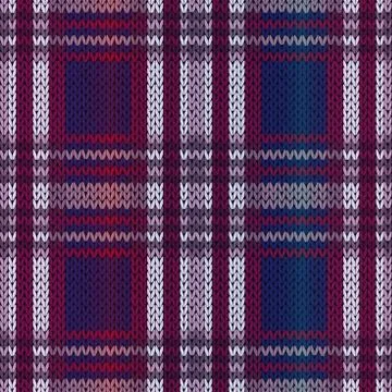 Seamless knitting color pattern in blue, violet and claret hues Stock Illustration