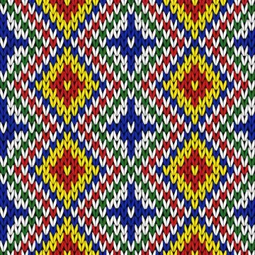 Seamless knitting geometrical colourful pattern Stock Illustration