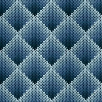 Seamless knitting pattern in bluish gradation hues Illustrazione stock