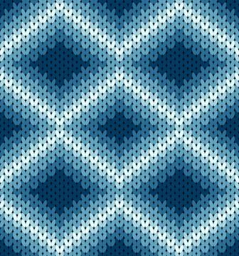 Seamless knitting pattern with a chevron or zigzag design in various shad Stock Illustration
