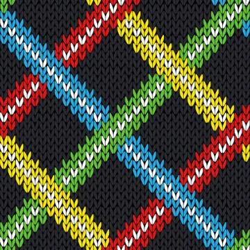 Seamless knitting pattern with colorful lines Stock Illustration