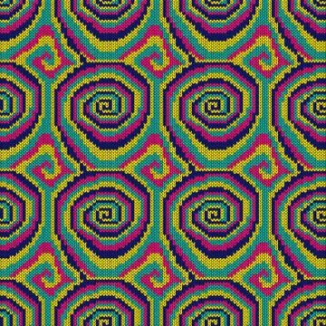 Seamless knitting pattern with swirl elements イラスト素材