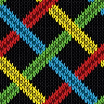Seamless knitting pattern with various color lines Stock Illustration