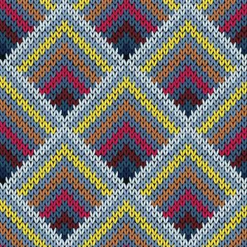 Seamless knitting pattern in various colors 스톡 일러스트