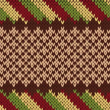 Seamless knitting pattern in warm colors Stock Illustration
