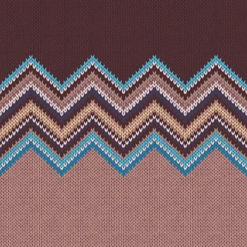 Seamless knitting pattern with wave ornament Stock Illustration