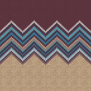Seamless knitting pattern with wave ornament Stock Illustration
