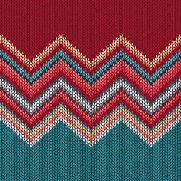 Seamless knitting pattern with wave ornament Stock Illustration