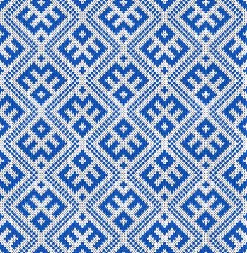 Seamless Knitting Pattern.Based on traditional Russian ornament. Stock Illustration