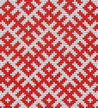 Seamless Knitting Pattern.Based on traditional Russian ornament. Stock Illustration