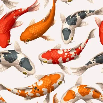 Seamless koi carps Stock Illustration