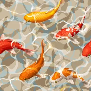 Seamless koi carps Stock Illustration