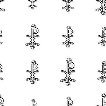 Seamless labarum pattern in black on white Illustrazione stock