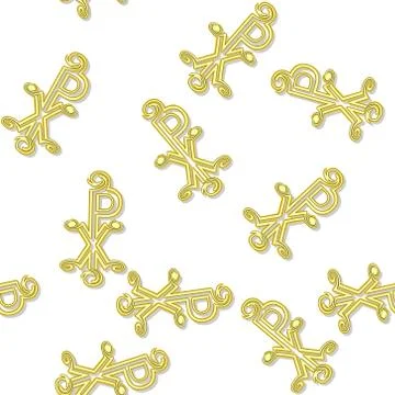 Seamless labarum pattern in yellow spectrum on white Stock Illustration