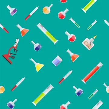 Seamless laboratory equipment pattern. Stock Illustration