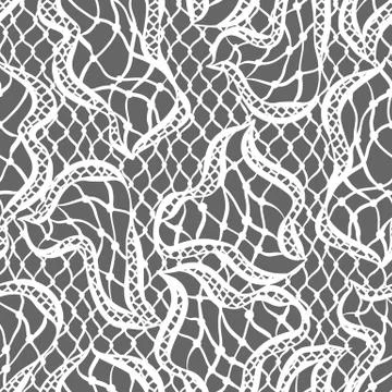 Seamless lace pattern with abstract waves. Vintage fashion textile Illustrazione stock
