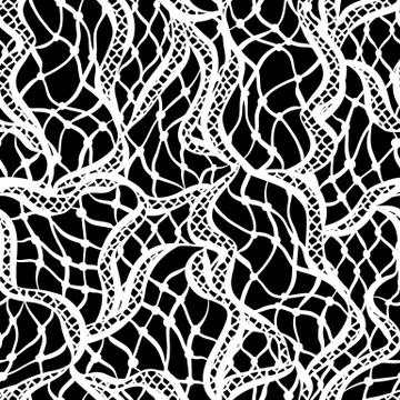 Seamless lace pattern with abstract waves. Vintage fashion textile Stock Illustration