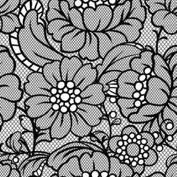 Seamless lace pattern with flowers. 스톡 일러스트