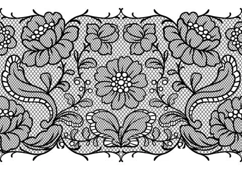 Seamless lace pattern with flowers. Illustrazione stock