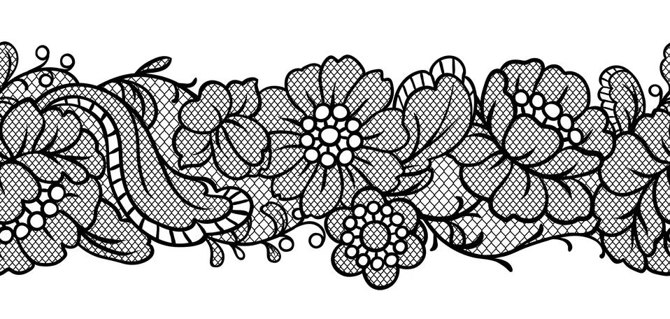 Seamless lace pattern with flowers. 스톡 일러스트