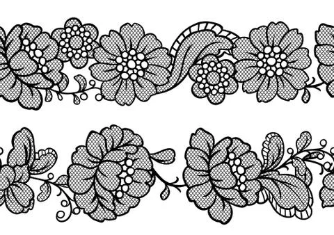 Seamless lace pattern with flowers. 스톡 일러스트